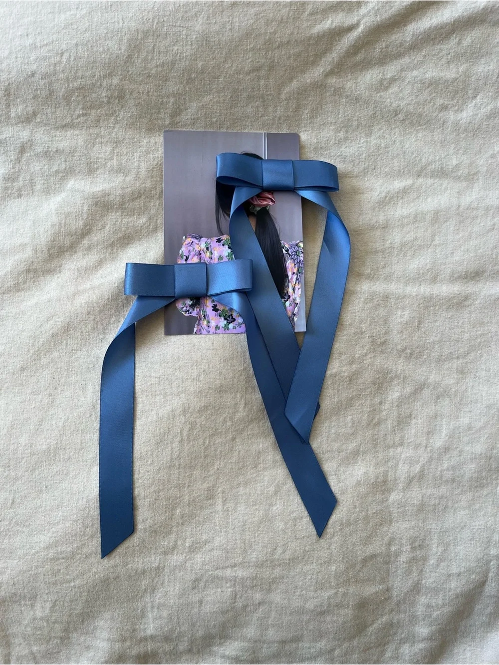 Room Shop Blue Satin Ribbon Hair Bows - NWT